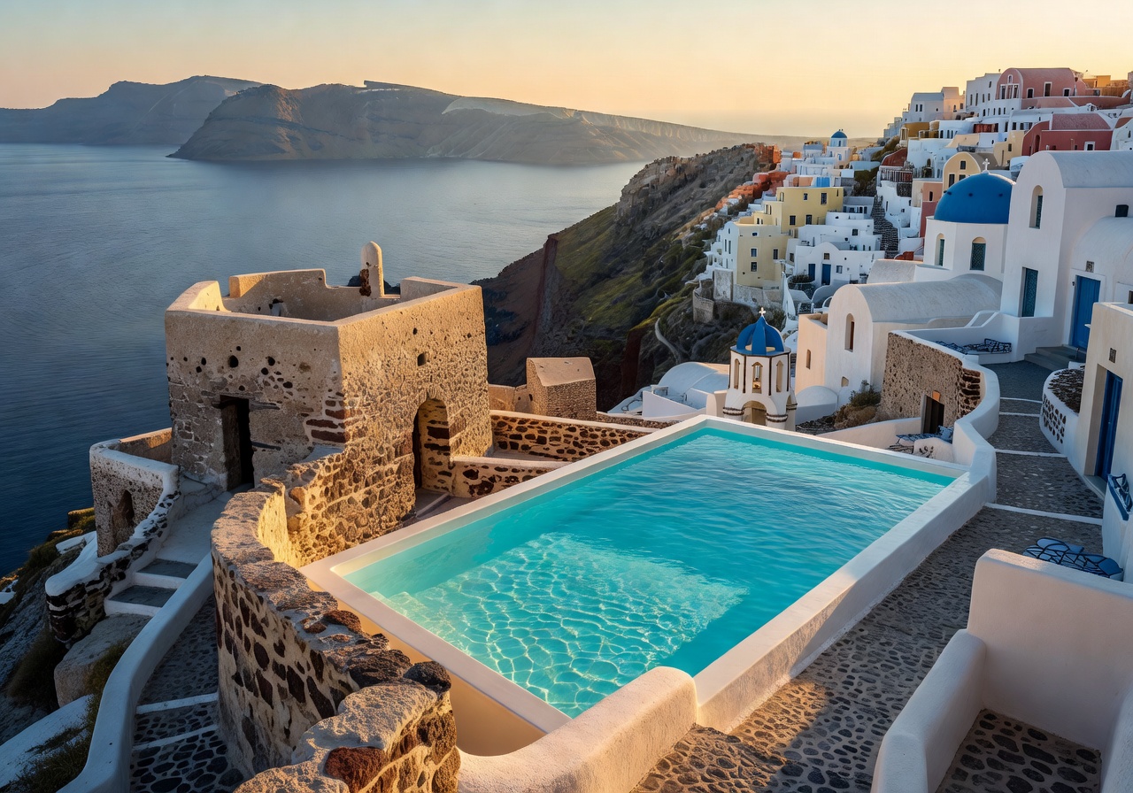 The Oia Castle Santorini Sunset View